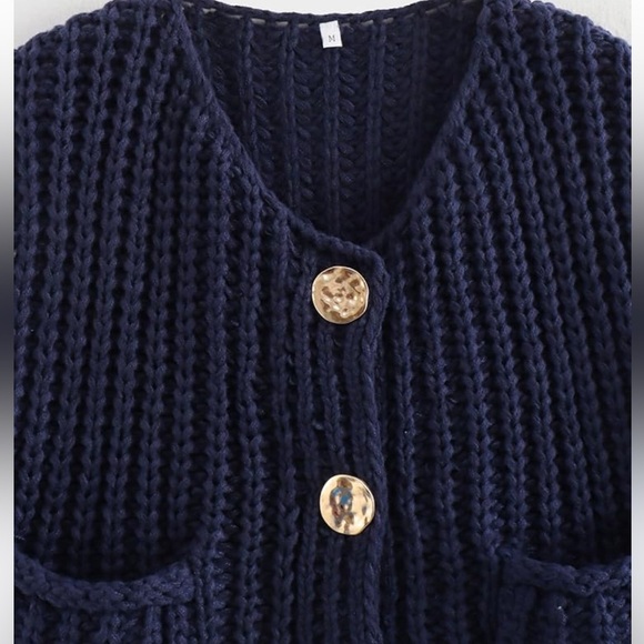 FindThy Cropped Sweater Vest Crewneck Sz L Sleeveless Crop Knit Cardigan - Picture 2 of 7